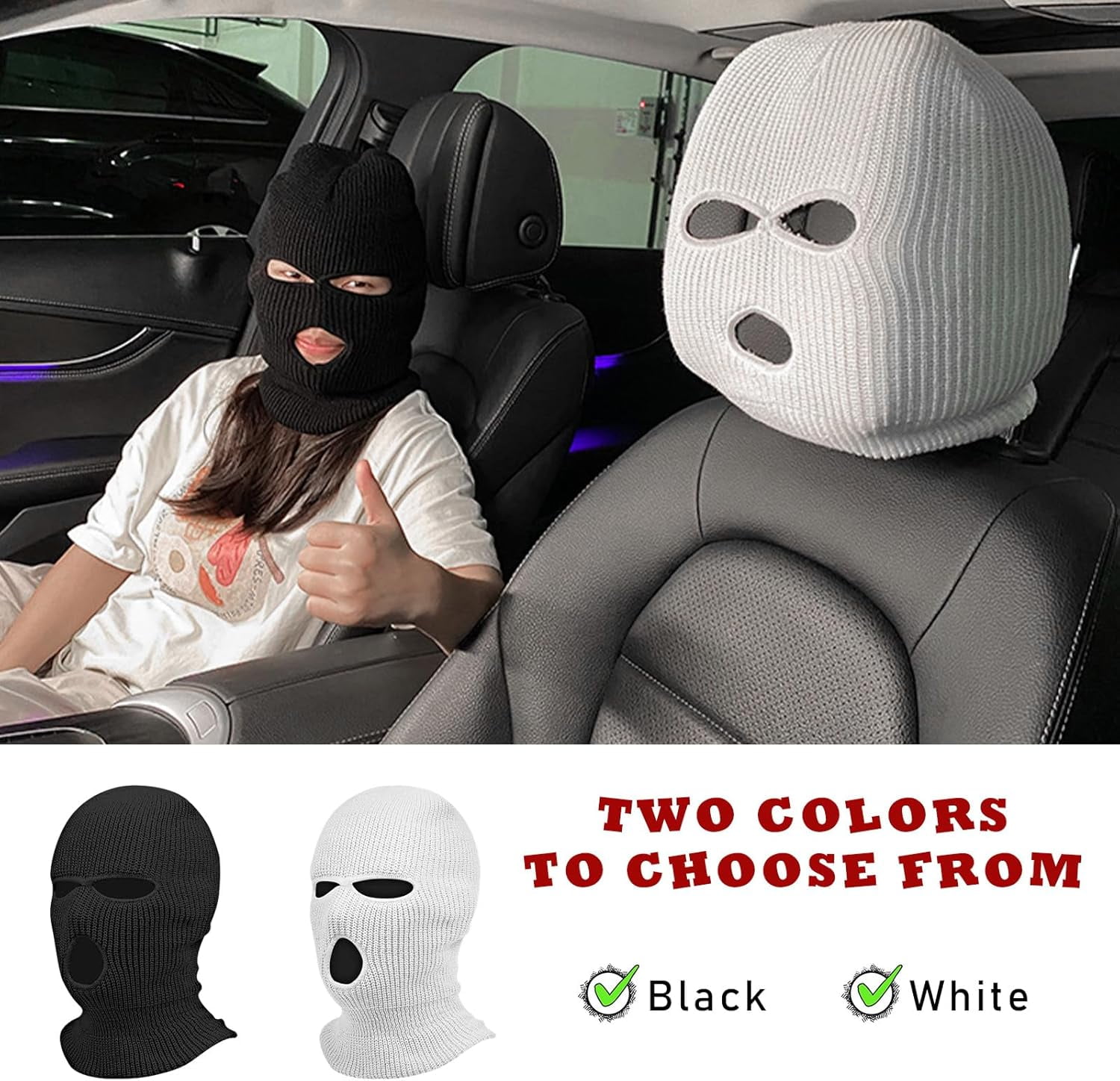 Housse D'Appui-Tête Voiture - Masque Facial Amusant, Protection Universelle Pour Siège Avant, Décoratif Et Lavable - 6