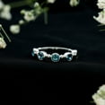 thumbnail image 6 of Rosec Jewels Natural London Blue Topaz Half Eternity Ring for Women - AAA Quality Blue Topaz Stacking Ring - Ready to Gift, 10K White Gold, US 12.50, 6 of 9