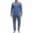 thumbnail image 1 of INSPIRE CHIC Conjunto de Pijamas de Manga Larga de 2 Piezas para Hombre con Patrón de Rayas Casual S Azul Gris, 1 of 6