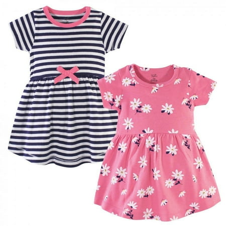 UPC: 0660168597431 | Hudson Baby Infant and Toddler Girl Cotton Short-Sleeve Dresses 2pk Pink Daisy 2 Toddler
