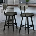 thumbnail image 5 of Amisco Gustavson 26 In. Counter Stool - Grey Faux Leather / Black Metal / Grey Wood, 5 of 7