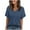 Navy, variant on HomeDM Womens Petal Short Sleeve T Shirts, V Neck Solid Color Loose Fit Basic Tee for Women Summer - Navy/L