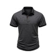 thumbnail image 5 of Dwellite Men's Cotton Polo Shirts Short Sleeve Summer Shirts Classic Collared Summer Golf Shirt with Pocket Dark Gray L, 5 of 5