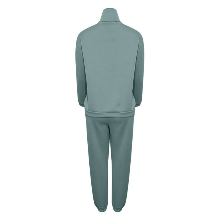 Posijego 2 Piece Outfit for Women Long Sleeve Sweatsuit Off Shoulder Half Zip Pullover Sweatshirt Jogging Pants Set Walmart