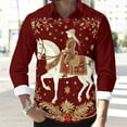 thumbnail image 6 of Donemore Men's Long Sleeve Button-Down Collar Shirt, Christmas Themed Holiday Print Design, Comfortable Casual Daily Wear Fashion Top, 6 of 8