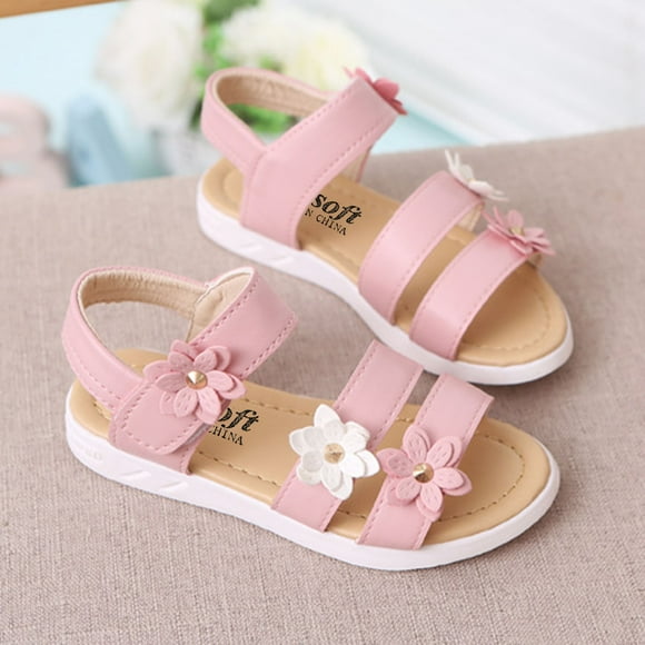 BYHONG Toddler Girls Sandals & Kids Shoes - Non-Slip Rubber Sole Baby Sandals | Flower Design Cross Strap Walking Shoes | Soft Breathable Infant & Little Girl Sandals Pink 11 M (US Size)