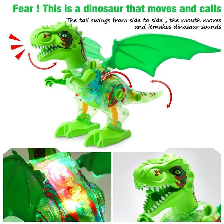 Zmaeyiu Dinosaur Toys for Kids, Electric Walking Dinosaur with Spray,  Lights and Music, Take Apart Dinosaur Transparent Mechanical Tyrannosaurus  Rex, 