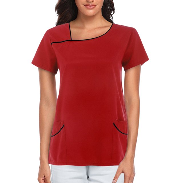 T-Shirts pour Femmes 2025, T-Shirts pour Femmes, T-Shirts à Manches Courtes Col en V Manches Longues pour Femmes avec Poche pour Travailleurs de Soins T-Shirt de Compression pour Femmes