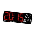thumbnail image 4 of Reloj de pared digital grande, alarma fuerte con fecha, semana y temperatura para oficina, mesita de noche, sala de estudio, decoración de gimnasio. Rojo, 4 of 8