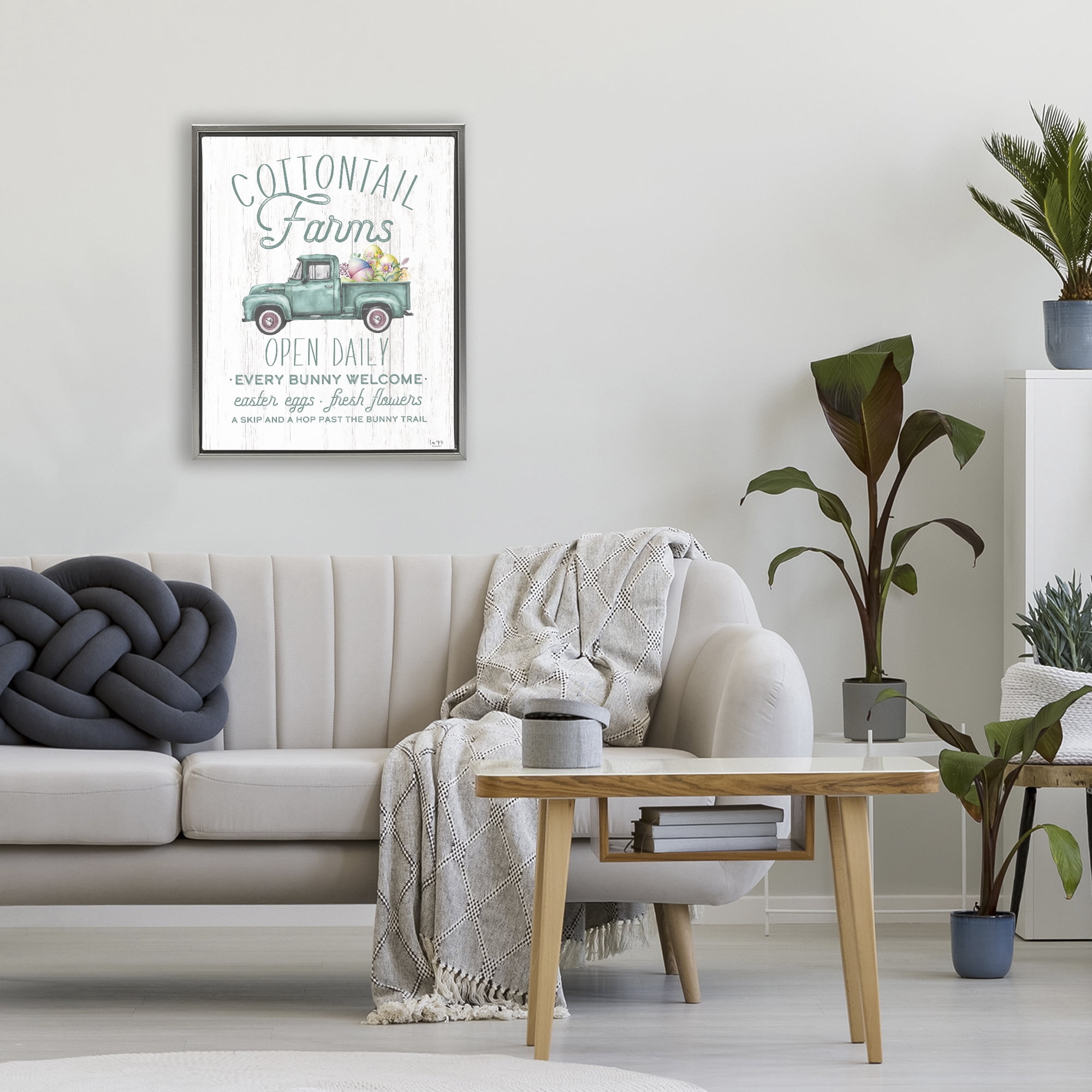 Stupell Industries Antique Cottontail Farms Gray Framed Floater Canvas Wall Art, design by Lux + Me Designs