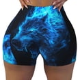 thumbnail image 2 of Lsque Ice Blue Fire Wolf Pattern High Waisted Biker Shorts for Women-Tummy Control Fitness Athletic Workout Running Yoga Gym Shorts,Moisture-Wicking-XX-Large, 2 of 9