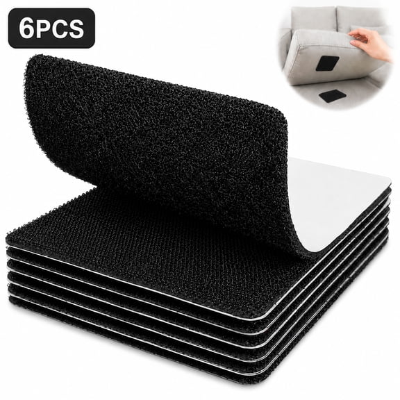 Emlimny 6 Sets Hook and Loop Strips with Adhesive, 4x6 Inch,Nylon Heavy Duty Hook and Loop Tape,Adhesive Square Hook and Loop Tape for Couch Cushions Sticky Back Fastener