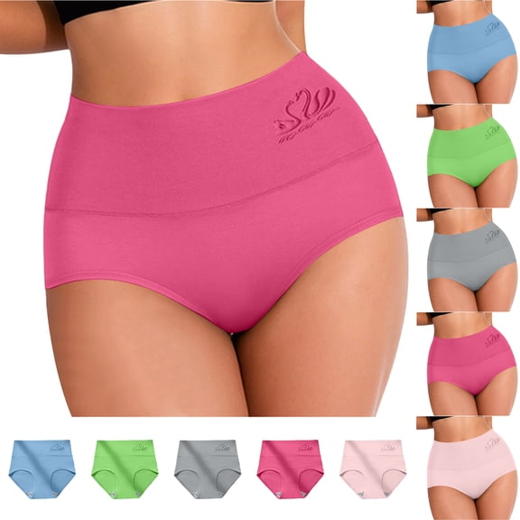 Bloomae Womens Seamless Underwear Mid Waisted Daily Underwear Cute Swan Print Pattern Tummy Control Ladies Panties Full Coverage Briefs