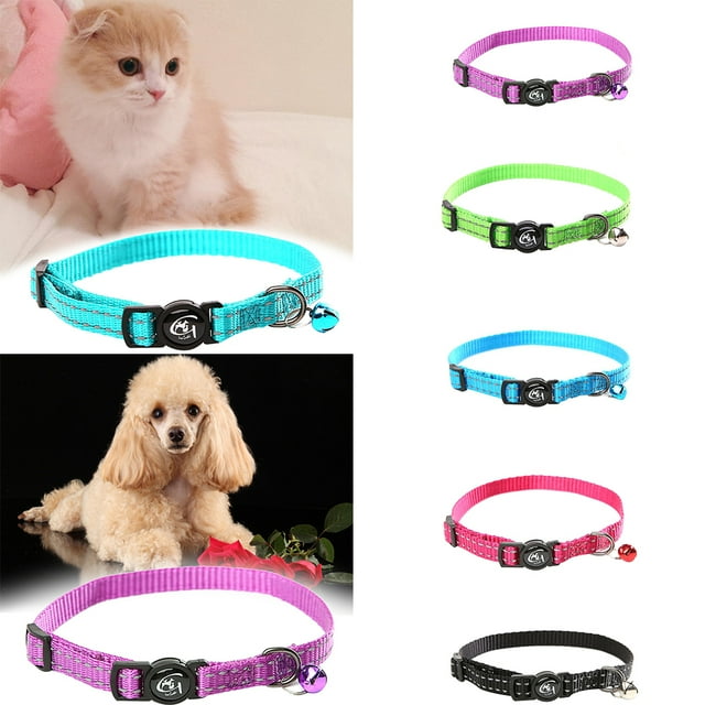 Collier pour Animaux Réfléchissant avec Collier Cloche Collier pour Animaux Réglable Collier en Nylon Rose Rouge
