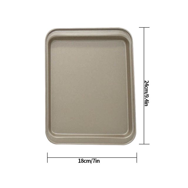 pitrice 2 Pieces Rectangle Baking Pan Cookie Biscuit Pastry Stainless Steel Baking Oven Tray Non-stick Coating, Small, Gold