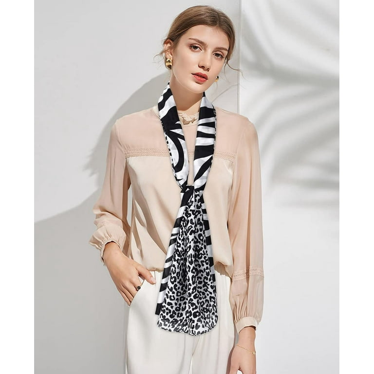 GERINLY Animal Print Shawl Wraps Zebra Leopard Pattern Silky Scarf for Women Fashion Print Accessory Black Walmart