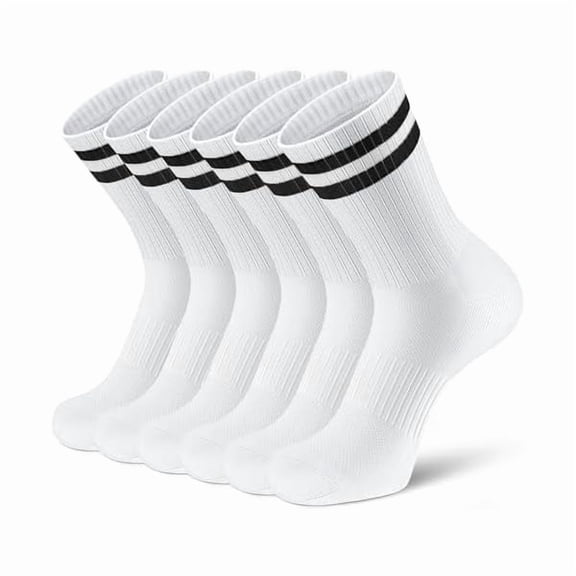 Eryueer Athletic Socks Sport Running Calf Socks Performance Cushioned Breathable Crew Socks for Men Women(6 Pairs)