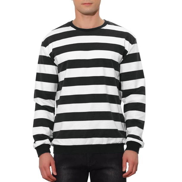 SUDADERA DE HOMBRE INSPIRE CHIC A RAYAS, AJUSTE REGULAR, CUELLO REDONDO, MANGAS LARGAS, SUDADERAS IMPRESAS TAMAÑO S