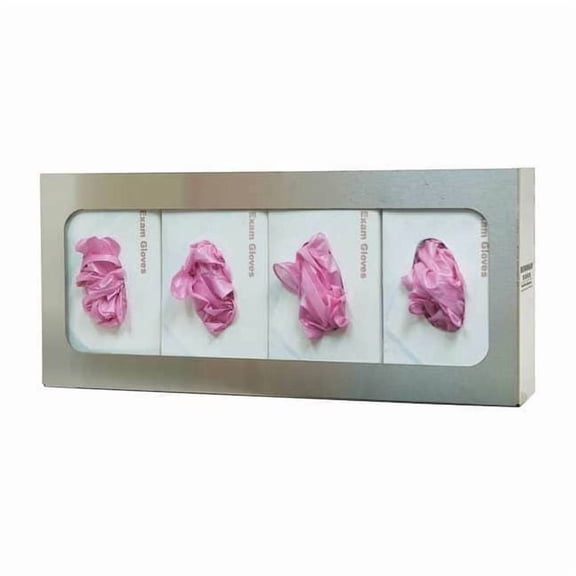 Glove Dispenser, Stainless Steel, Holds (4) Boxes ,Silver ,10 in H x 22-1/4 in W x 4 in D