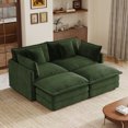 thumbnail image 3 of MIKIBAMA 70.8" Green Chenille U-Shaped Loveseat Sofa, 2-Seat Deep Seat Couch with Movable Ottomans for Living Room, Apartment, Office, 3 of 11