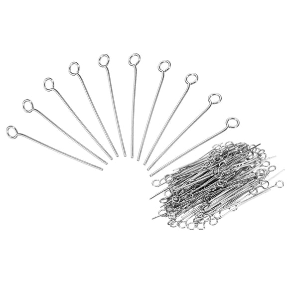 Uxcell 200 Pack 304 Stainless Steel Jewelry Eye Pins 26mm 22 Gauge Silver Open Eye Pins for Jewelry Making DIY Craft Necklaces Bracelets Earrings