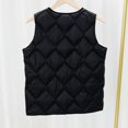 thumbnail image 4 of Busydd Puffer Vest Women Solid Color V Neck Puffer Jacket Casual Sleeveless Warm Womens Down Vest Fashion Button Thermal Winter Vest for Women 3XL, 4 of 4