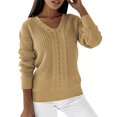 thumbnail image 2 of Apepal Sweaters for Women Women's Sweater Casual Long Sleeve V Neck Solid Loose Chunky Knit Pullover Tops Fall Sweaters for Women Khaki XL, 2 of 6