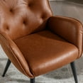 thumbnail image 2 of BFZ Faux Leather Accent Chair with High Back Design, Armchair with Metal Legs in Modern Style, Comfy Upholstered Wingback Chair for Living Room, Bedroom, and Office, 2 of 8