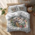thumbnail image 2 of Easter Bunny Twin Size Comforter Set, Vintage Colorful Flower Floral Leaf Eggs Blue Plaid Bedding for All Seasons, 4 Pcs Bed Set, 1 Quiltcover (68"x86") ,1Sheet(67"x116"), 2Pillowcases (30"x20"), 2 of 9