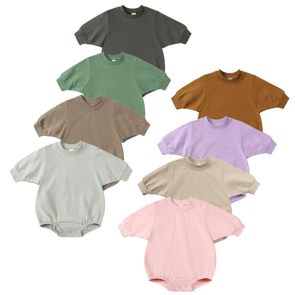 Emy Dola Infant Baby Boy Girls Oversized Romper Bubble Long Sleeve Sweathirt Onesie Newborn Coming Home Outfit Neutral Clothes