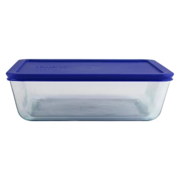Pyrex 11 cup Food Storage Container Cadet Blue: Glass Container with Lid, Microwave & Dishwasher Safe
