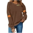 thumbnail image 3 of Frostluinai Chandail de l\'Action de Grâce pour Femmes Col Rond Manches Longues Chandails Citrouille Chandails Décontractés Amples d'Automne Chandails à Enfiler Hauts Chandails, 3 of 5