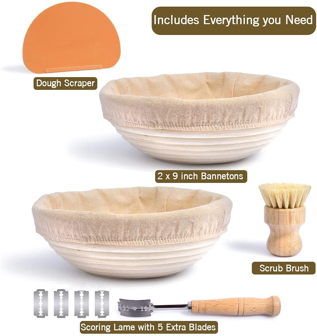 Buy Bread Proofing Basket Set (Round) Bread Proofing Baskets