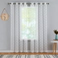 thumbnail image 1 of Set of 2 Jacquard Tassel Window Drapes Pompom Curtain Panels for Bedroom Living Room, White, 52"W x 95"L, 1 of 7