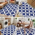 thumbnail image 5 of 3'x5' Rug for Living Room Bedroom, Retro Rhombus Washable Area Rugs Non-Slip Carpet Mats, Morocco Abstract Geometric Art Navy Blue Indoor Low Pile Area Rug Runner for Kitchen, Mudroom, 5 of 8