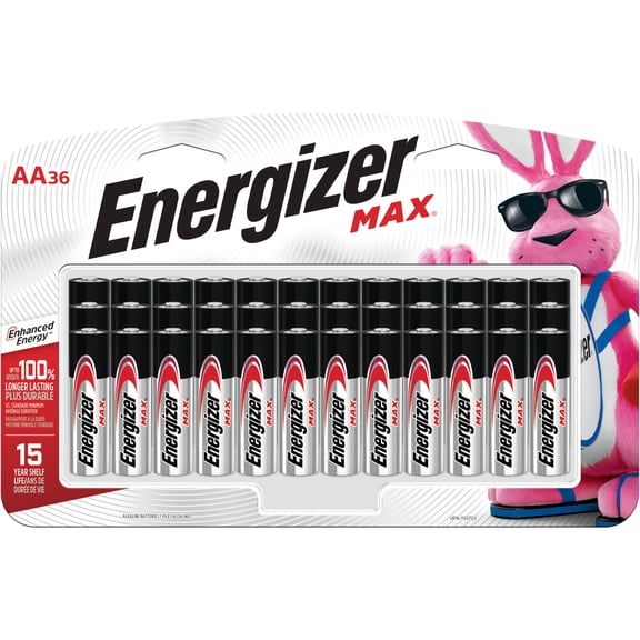 Piles alcalines AA Energizer MAX, emballage de 36