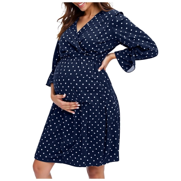 HSMQHJWE Floral Lace Maternity Maxi Dress Ruffle Bell Sleeves Crew Neck Elegant Chif-fon Evening Gown for Shower Wedding