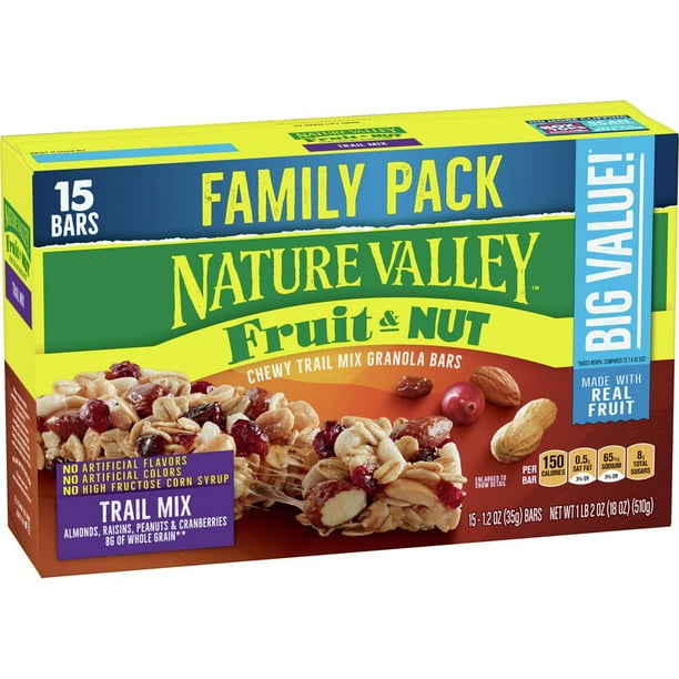 Nature Valley Granola Fruit and Nut Bars, Chewy Trail Mix, 15 ct