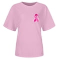 thumbnail image 4 of Yuncity Womens Shirts Awareness Month Graphic Tee Cancer Awareness Casual Crew Neck Pink Ribbon Print Top For Women Soft Blend T-Shirts Size L Pink, 4 of 5