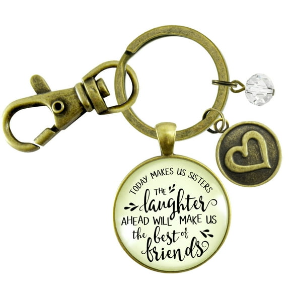 Sister In Law Gutsy Goodness Bronze Keychain Today Makes Sisters Laugh Best Friend Wedding Day Jewelry Gift
