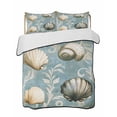 thumbnail image 2 of Quilts King Size, Blue Brown Coastal Soft Comforter Bedding Set for Bed, Vintage Ocean Beach Shell Nautical Lightweight Quilted Bedspread with Pillow Cover(2 Pieces) for All Season, 96x106 Inch, 2 of 6