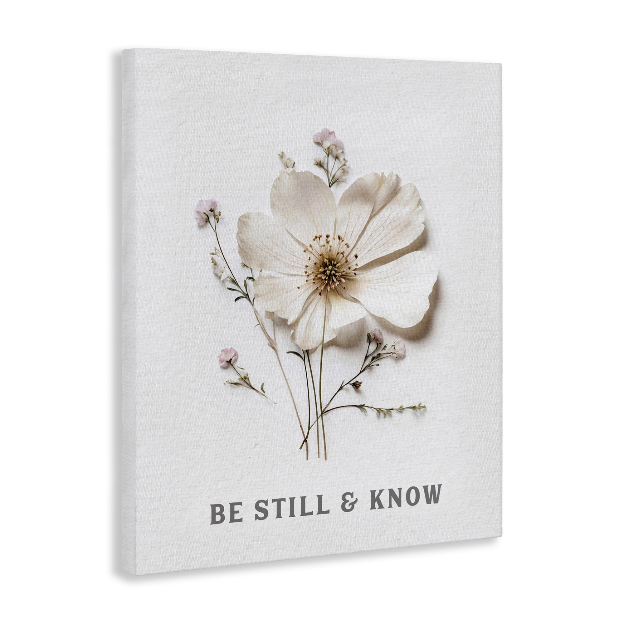 Be Still & Know Pressed Flowers Canvas Wall Art, design by Lettered and Lined