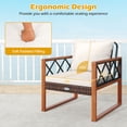 thumbnail image 4 of Gymax 3 Pieces PE Wicker Patio Set w/Solid Acacia Wood Frame & Soft Cushions, 4 of 6