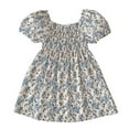 thumbnail image 3 of TAIAOJING Toddler Summer Baby Girls Square Neck Short Sleeve Floral Print Full Pattern Sleeve Wrap Around Dress For Style Girls Set Of Dresses Soft 4-5Y, 3 of 9