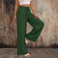 thumbnail image 2 of Guluxicc Summer Casual Wide Leg Trousers for Womens Loose Fit Pants with Buttoned Pockets Elastic Waist Pants for Travel, 2 of 8
