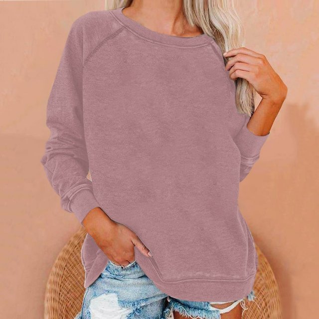 Chemise Femme Liquidation Grande Taille Femme Décontractée Manches Longues Unie Ample Col Rond Chemise Blouse Haut Rouge TG
