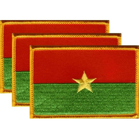 Burkina Faso Flag Patch, Embroidered Iron On or Sew On, Measures 3.50" x 2.25"