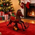 thumbnail image 3 of Brown Scandinavian Iron Rocking Horse For Christmas Window Tabletop Display, 3 of 4