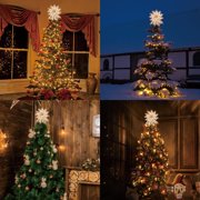 14 50L Lighted Christmas Crystal Snowflake Christmas Tree Topper, 11.25in, Clear