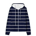 thumbnail image 4 of QATAINLAV Womens Zip Up Jacket Fashion Stripe Printed Cute Hoodies Casual Long Sleeve Hooded Sweatshirt Coats with Pocket, Navy, M, 4 of 6